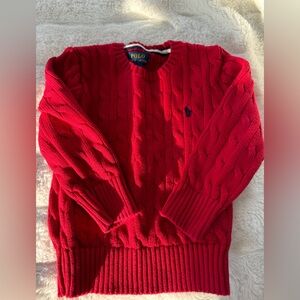 Polo by Ralph Lauren Kids Red Cable Knit Crewneck Sweater